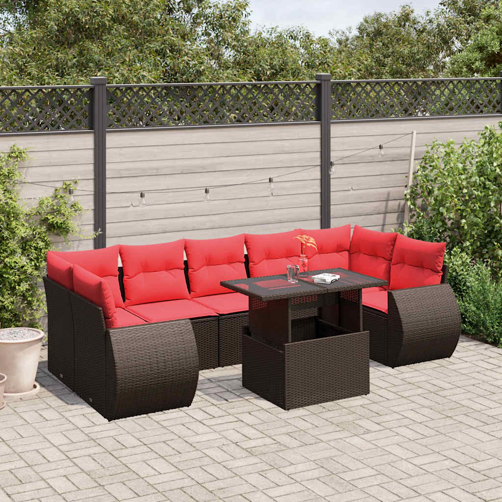 Thumbnail - vidaXL 8-teiliges Gartensofa-Set mit Kissen, braun, Polyrattan