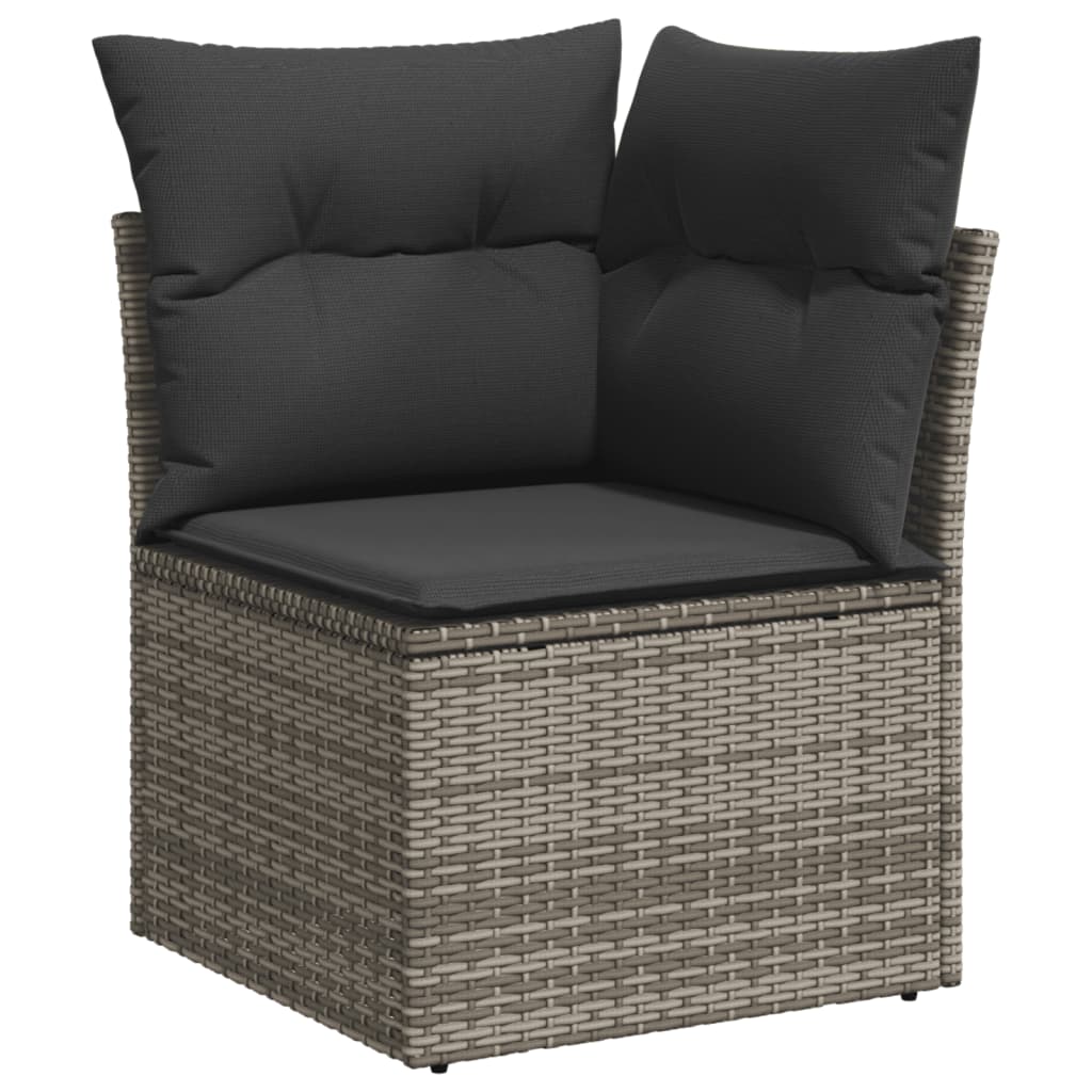 vidaXL 5-delige Loungeset met kussens poly rattan grijs afbeelding