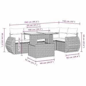 Vrtna sedežna garnitura 6-delna z blazinami črna poli ratan - slika 10