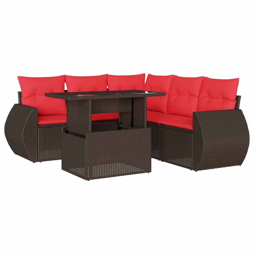 Thumbnail - vidaXL 6-teiliges Gartensofa-Set mit Kissen, braun, Polyrattan