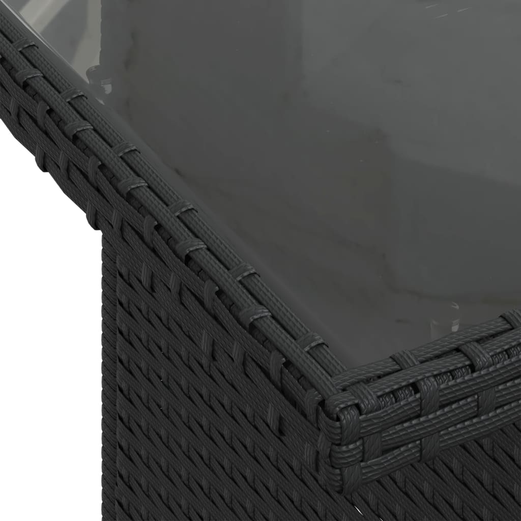 Zestaw wypoczynkowy rattanowy 6-osobowy, czarny, 62x62x69 cm