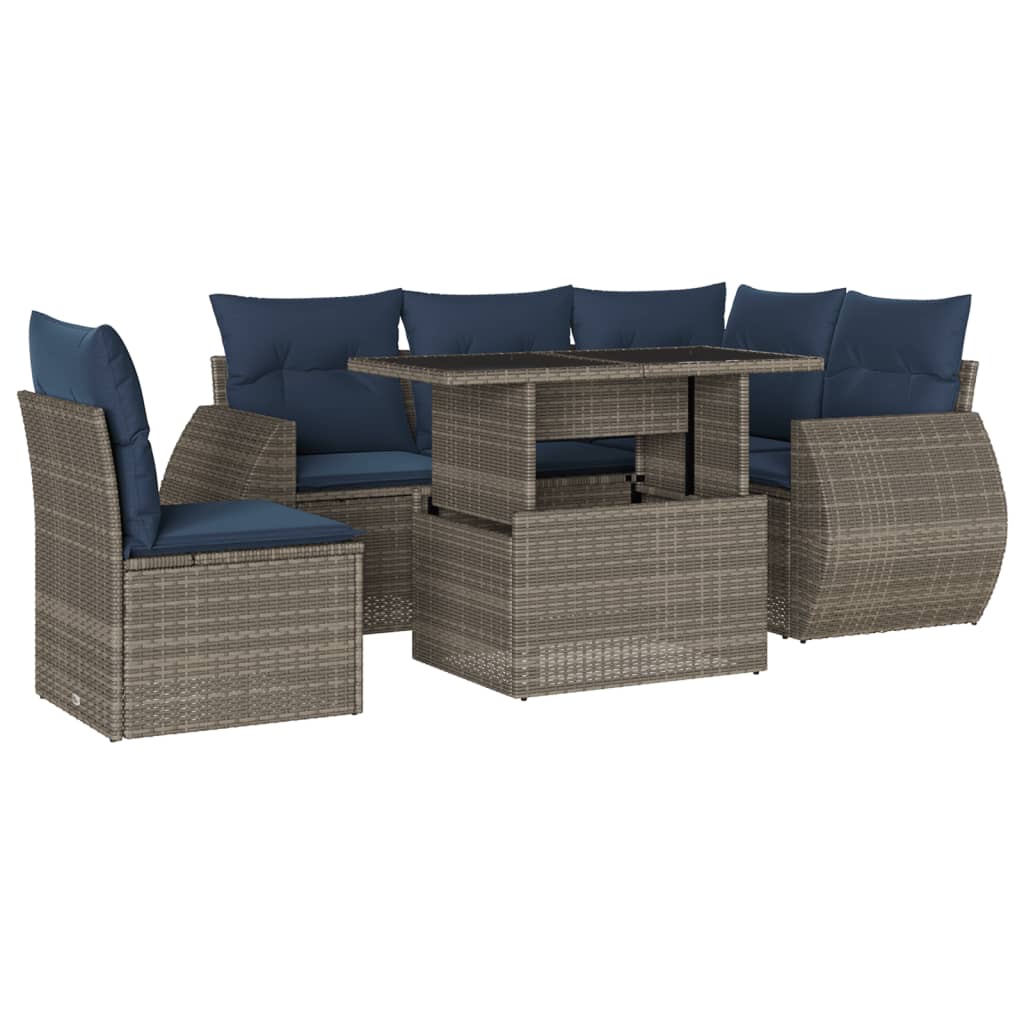 Thumbnail - vidaXL 6-teiliges Gartensofa-Set mit Kissen, grau, Polyrattan