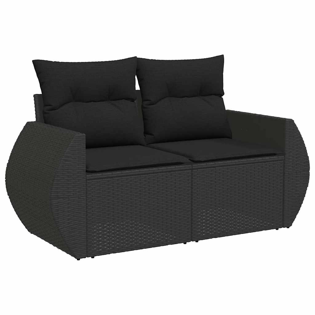 vidaXL 7-delige Loungeset met kussens poly rattan zwart afbeelding