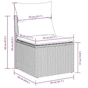 Vrtna sedežna garnitura 7-delna z blazinami črn poli ratan - slika 12
