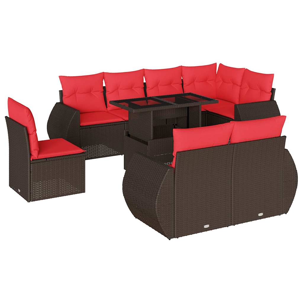 Thumbnail - vidaXL 9-teiliges Gartensofa-Set mit Kissen, braun, Polyrattan