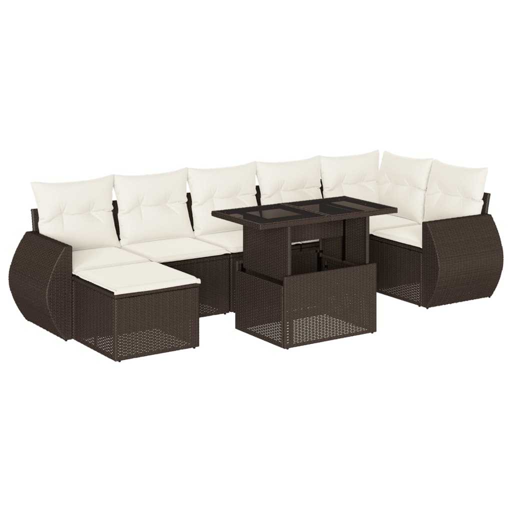 Thumbnail - vidaXL 8-tlg. Garten-Sofagarnitur mit Kissen Braun Poly Rattan