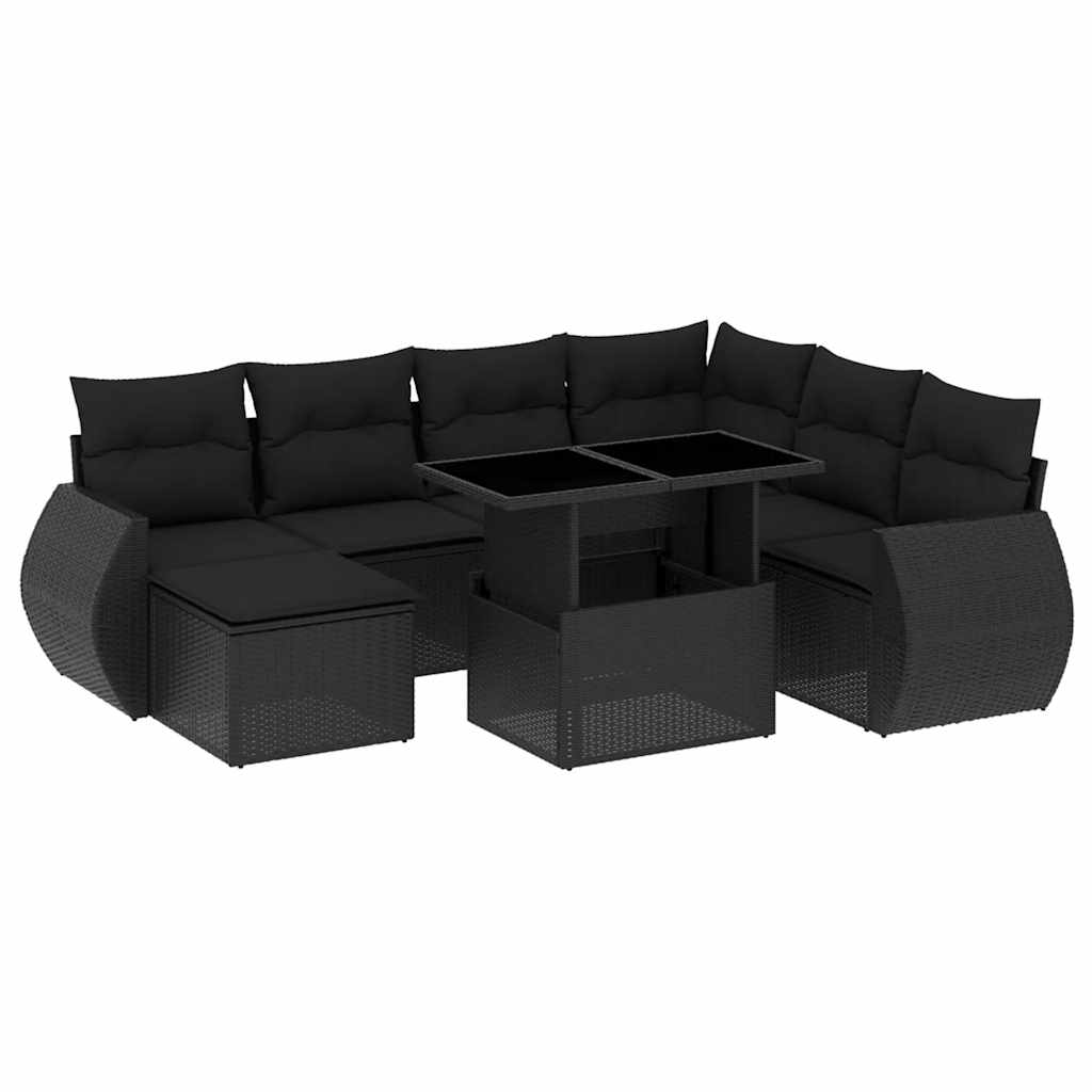 Thumbnail - vidaXL 8-tlg. Garten-Sofagarnitur mit Kissen Schwarz Poly Rattan
