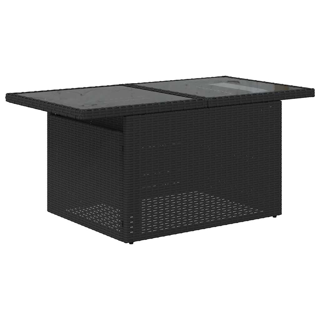 8-teiliges Gartensofa-Set mit Kissen, schwarzes Polyrattan – Ansicht 3