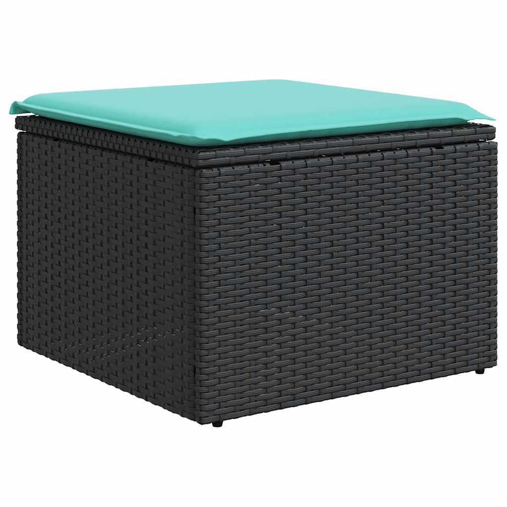 8-teiliges Gartensofa-Set mit Kissen, schwarzes Polyrattan – Ansicht 7
