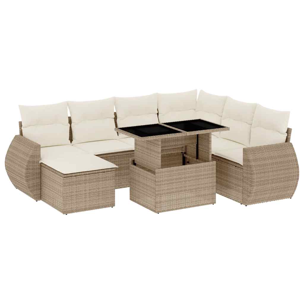 Thumbnail - vidaXL 8-tlg. Garten-Sofagarnitur mit Kissen Beige Poly Rattan