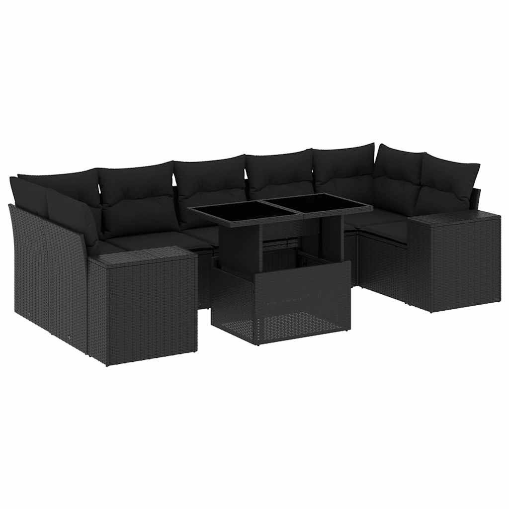 Thumbnail - vidaXL 8-tlg. Garten-Sofagarnitur mit Kissen Schwarz Poly Rattan
