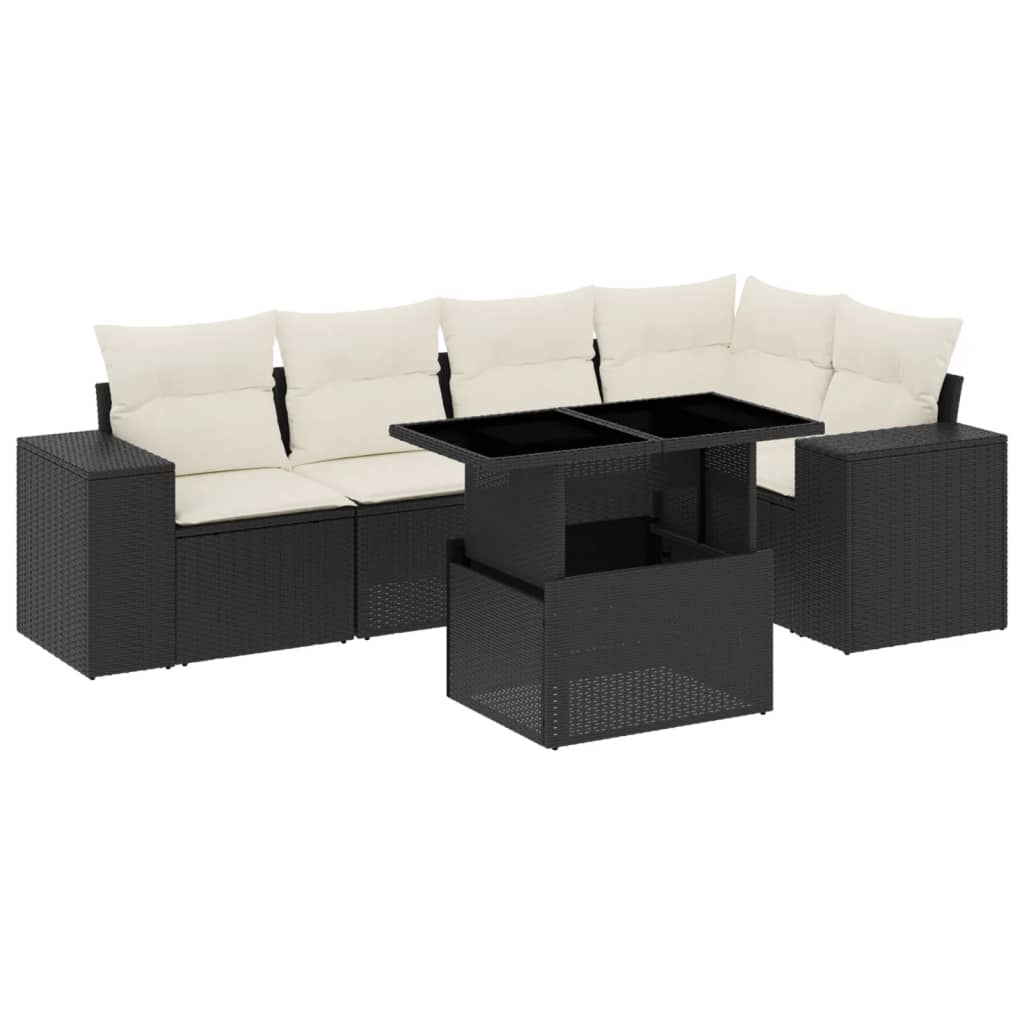 Thumbnail - vidaXL 6-tlg. Garten-Sofagarnitur mit Kissen Schwarz Poly Rattan