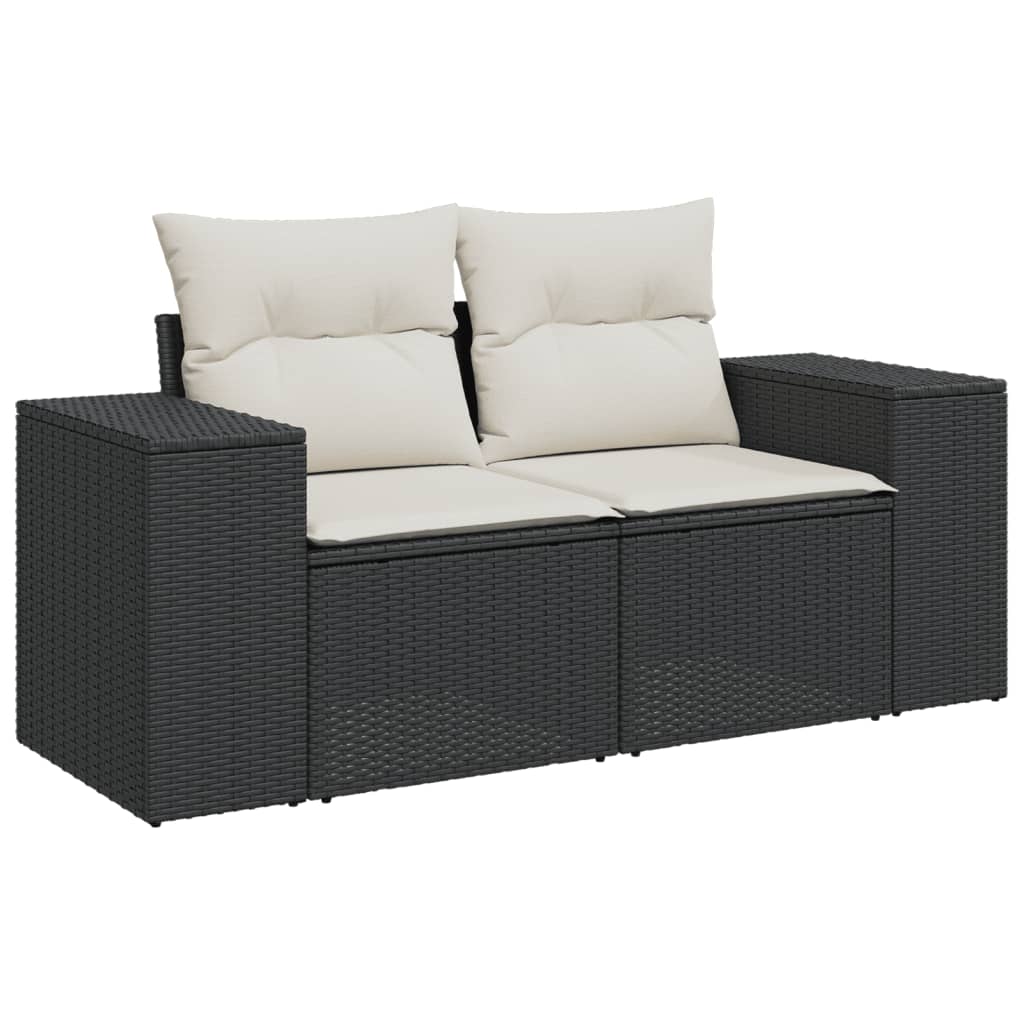 vidaXL 7-delige Loungeset met kussens poly rattan zwart afbeelding