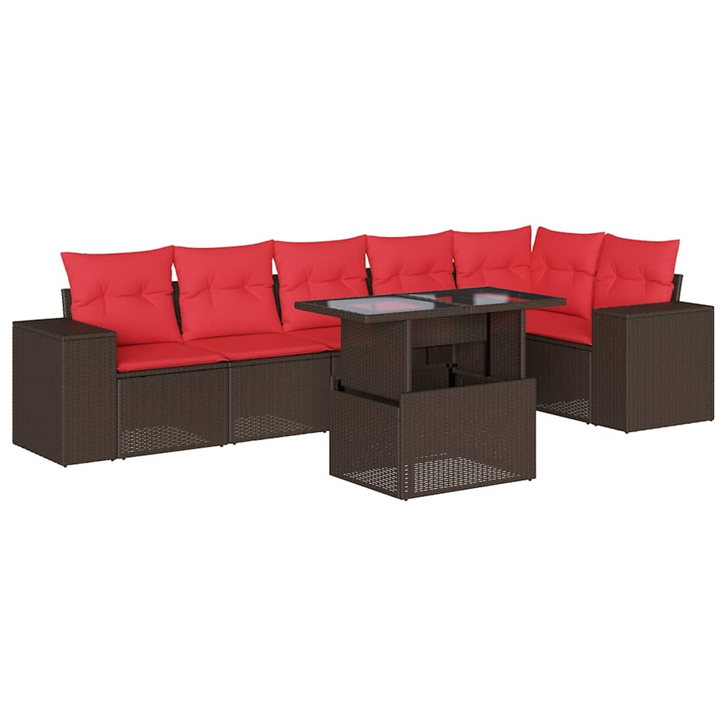 Thumbnail - vidaXL 7-teiliges Gartensofa-Set mit Kissen, braun, Polyrattan