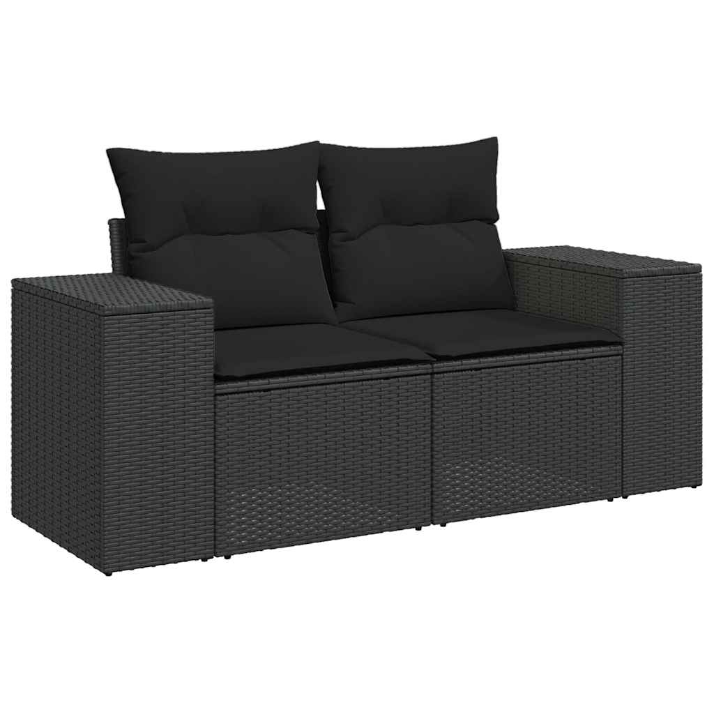 vidaXL 9-delige Loungeset met kussens poly rattan zwart afbeelding