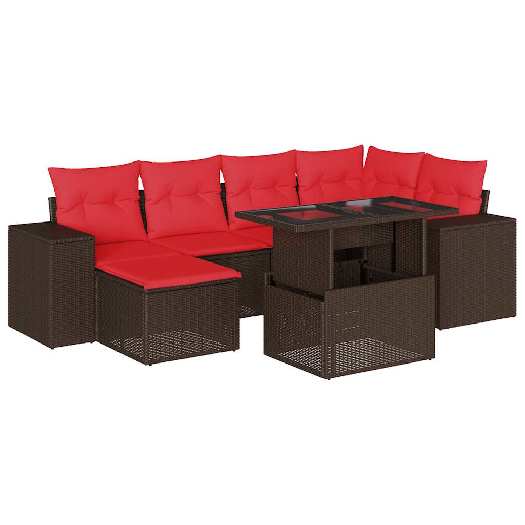 Thumbnail - vidaXL 7-teiliges Gartensofa-Set mit Kissen, braun, Polyrattan