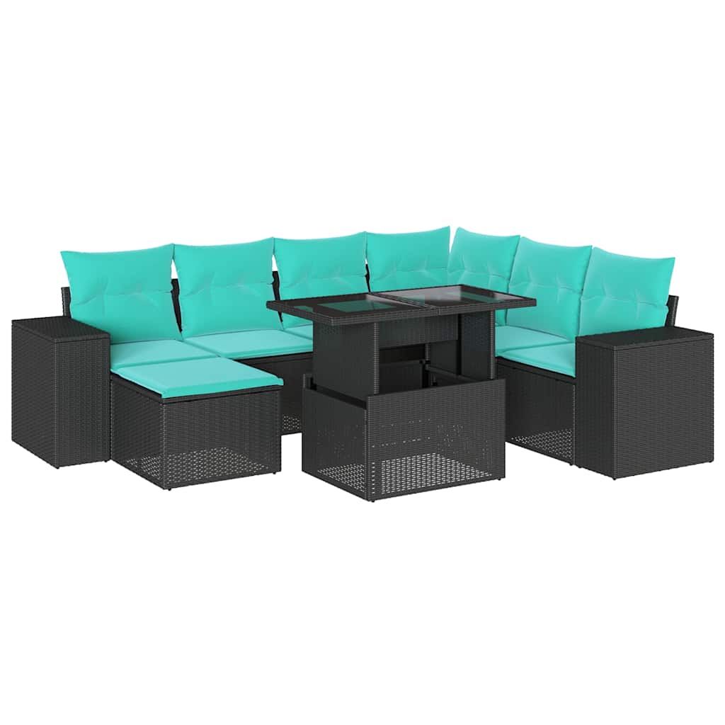 Thumbnail - vidaXL 8-teiliges Gartensofa-Set mit Kissen, schwarzes Polyrattan