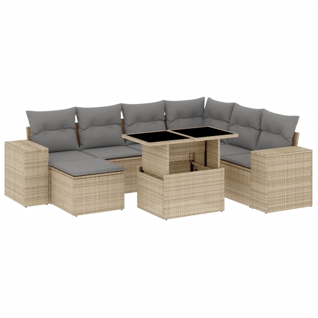 Thumbnail - vidaXL 8-tlg. Garten-Sofagarnitur mit Kissen Beige Poly Rattan