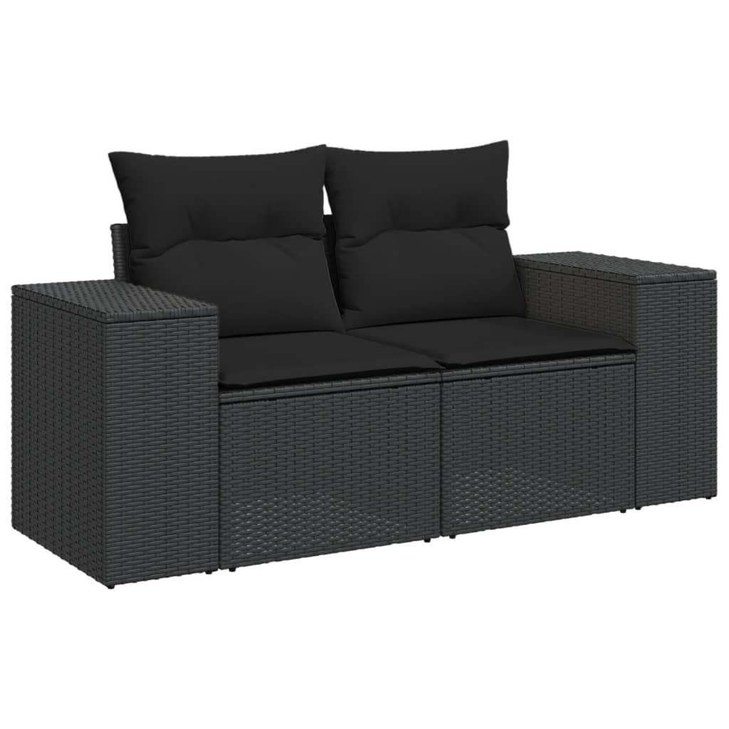 vidaXL 9-delige Loungeset met kussens poly rattan zwart afbeelding