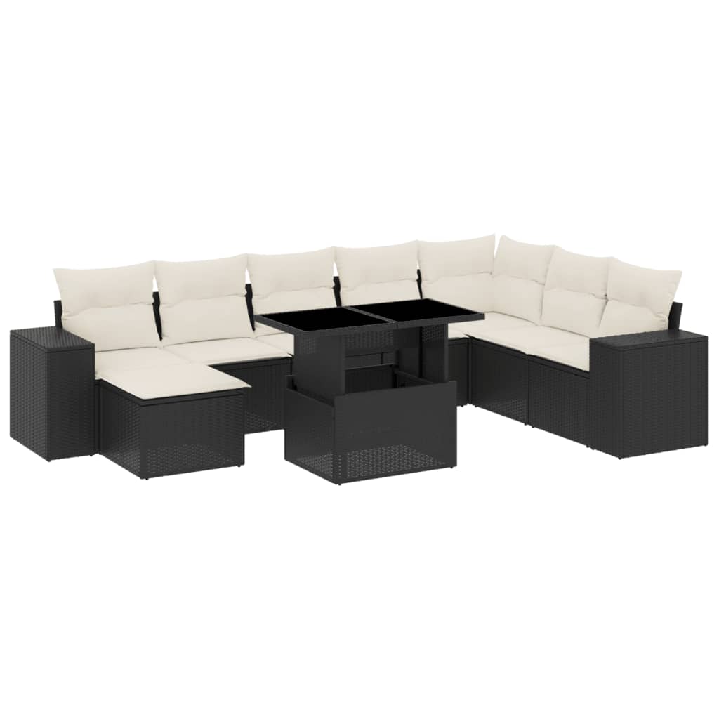 Thumbnail - vidaXL 9-tlg. Garten-Sofagarnitur mit Kissen Schwarz Poly Rattan