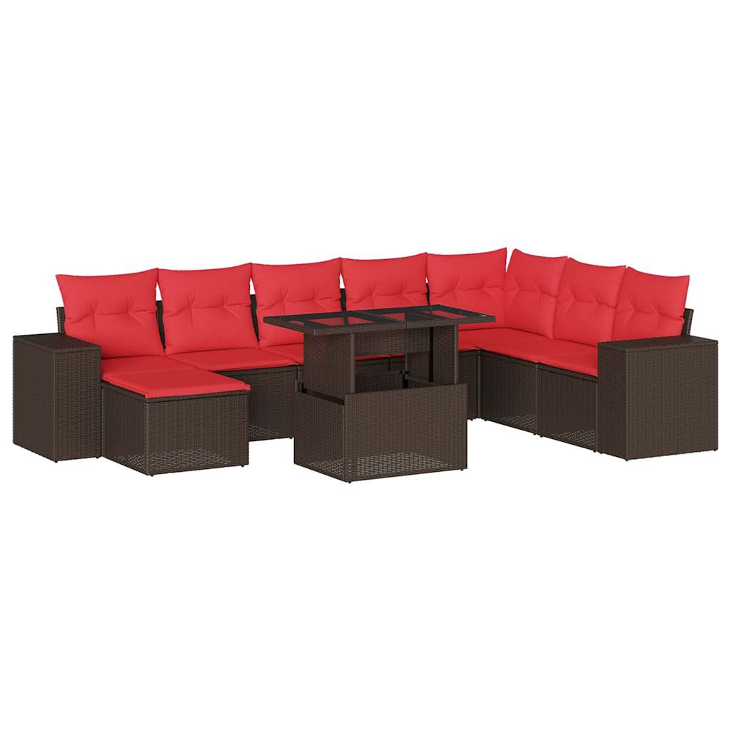 Thumbnail - vidaXL 9-teiliges Gartensofa-Set mit Kissen, braun, Polyrattan