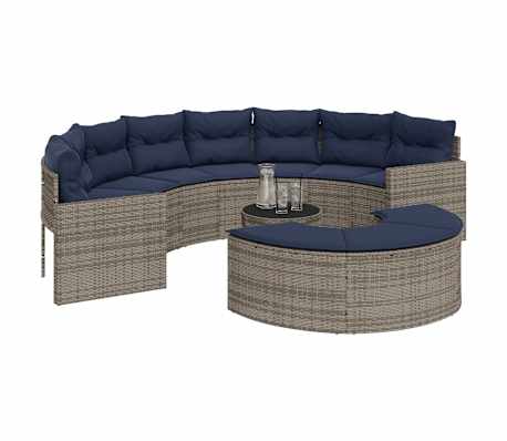 vidaXL Patio Sofa Set Gray, Navy Blue