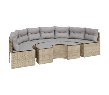 vidaXL Salon de jardin 2 pcs demi-rond beige r&eacute;sine tress&eacute;e