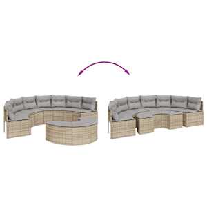 2dílná zahradní sedací souprava půlkruhová béžová polyratan - obrázek 6