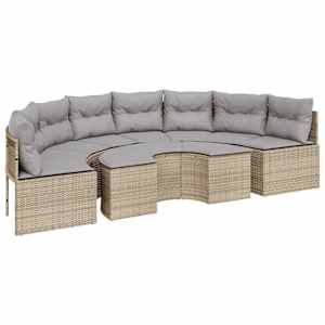 vidaXL Salon de jardin 2 pcs demi-rond beige r&eacute;sine tress&eacute;e