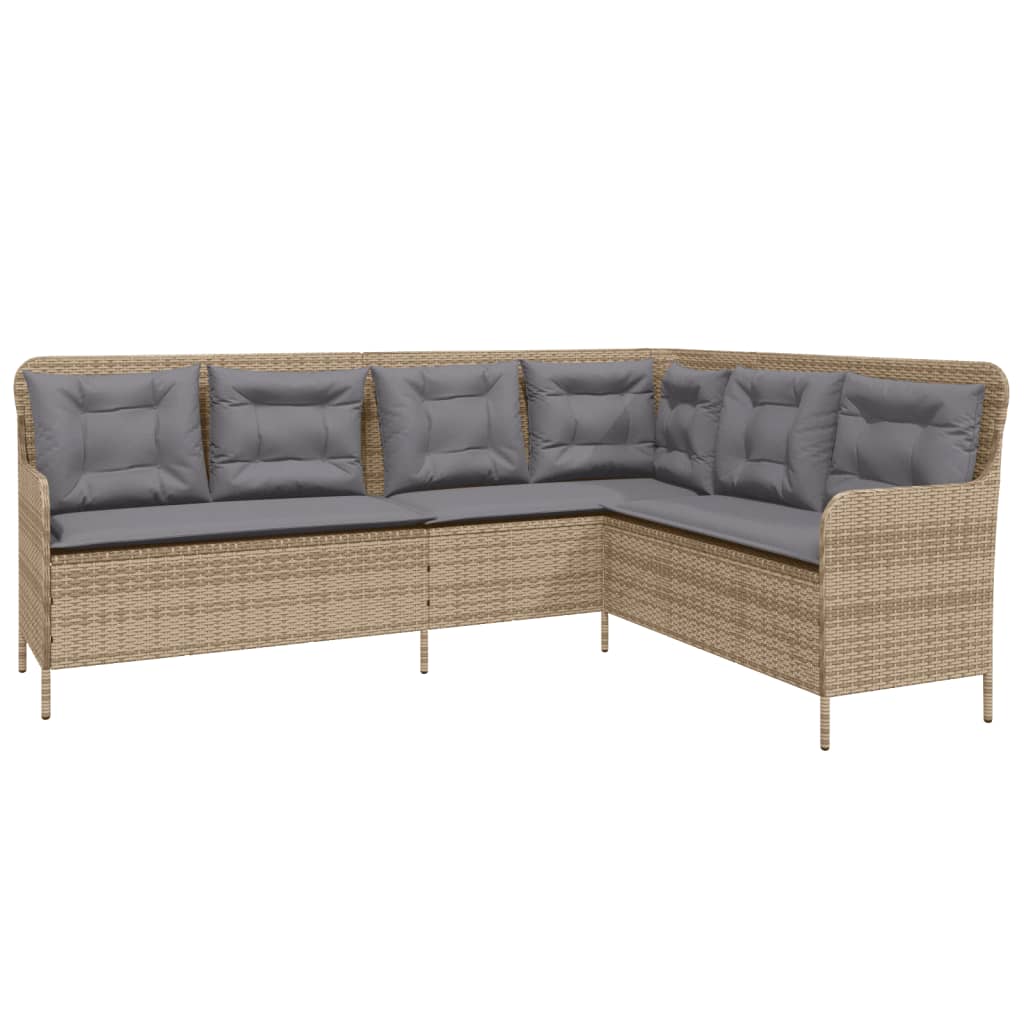 vidaXL 2-delige Loungeset met kussens poly rattan beige afbeelding