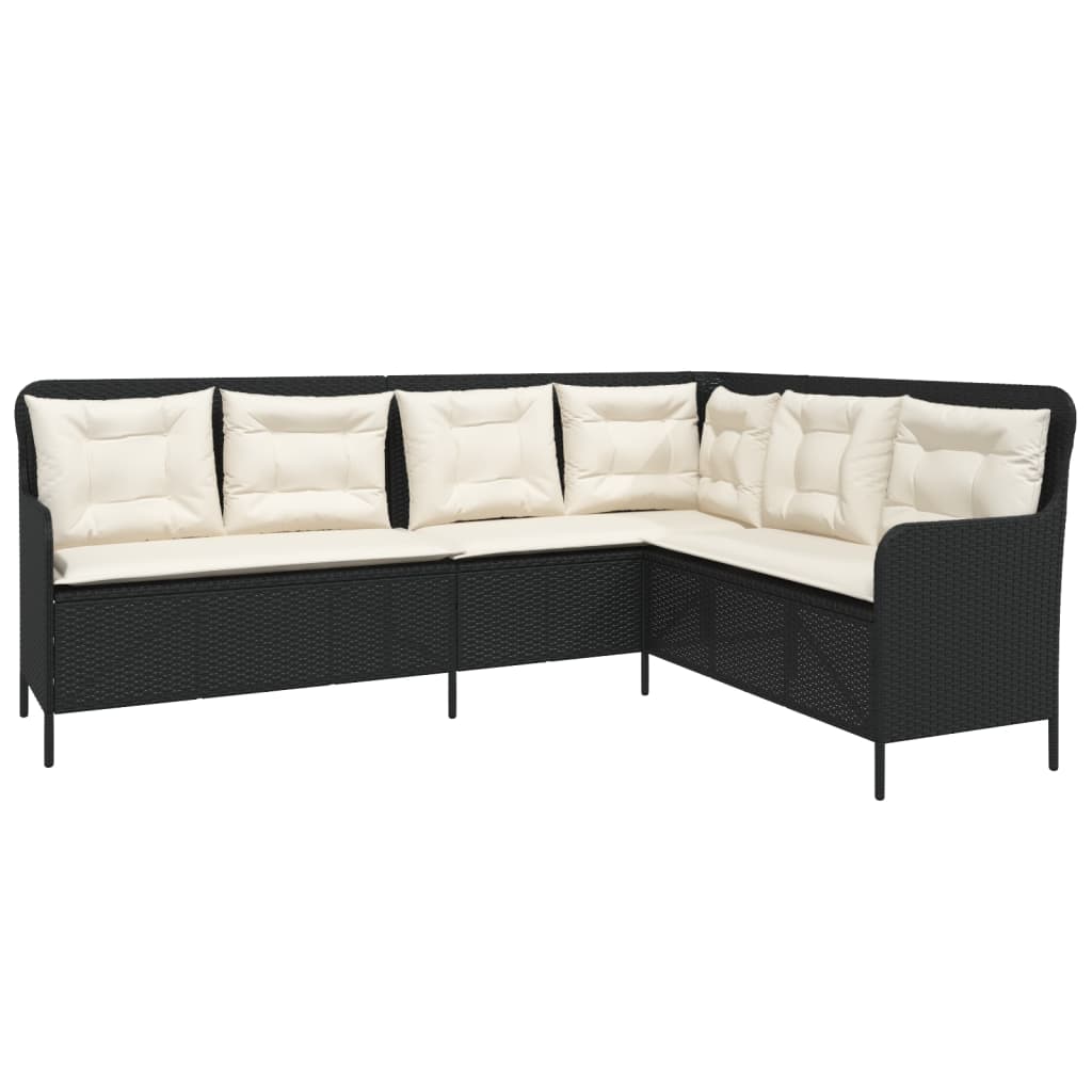 vidaXL 2-delige Loungeset met kussens poly rattan zwart afbeelding