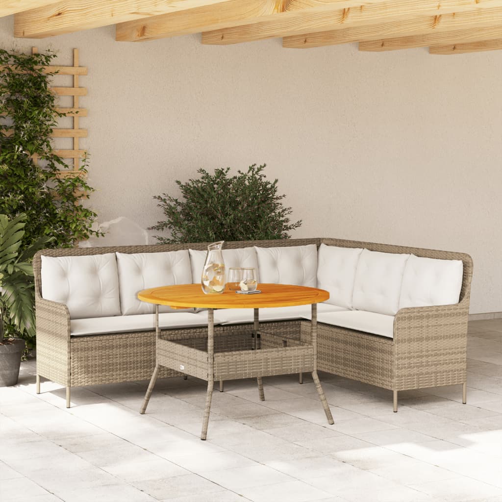 vidaXL 2-tlg. Garten-Sofagarnitur mit Kissen Beige Poly Rattan