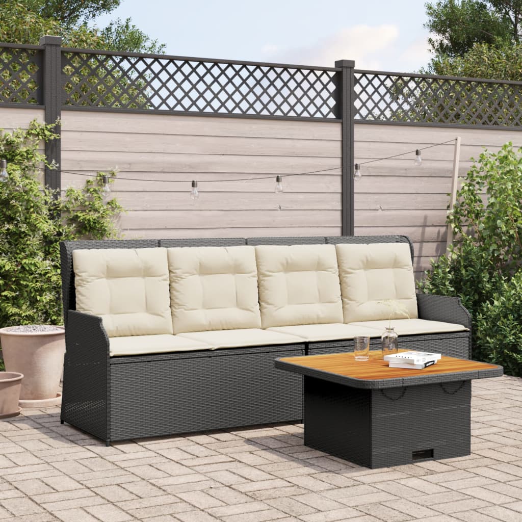vidaXL Set mobilier de grădină cu perne, 3 piese, negru, poliratan