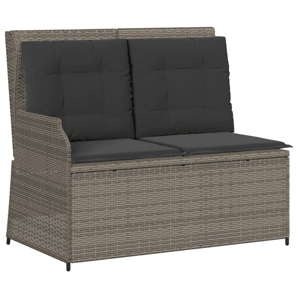 vidaXL 4-delige Loungeset met kussens poly rattan grijs afbeelding