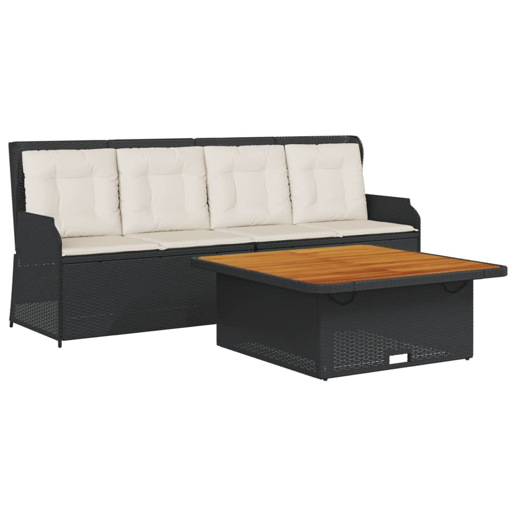 vidaXL 3dílná zahradní sedací souprava s poduškami černá polyratan