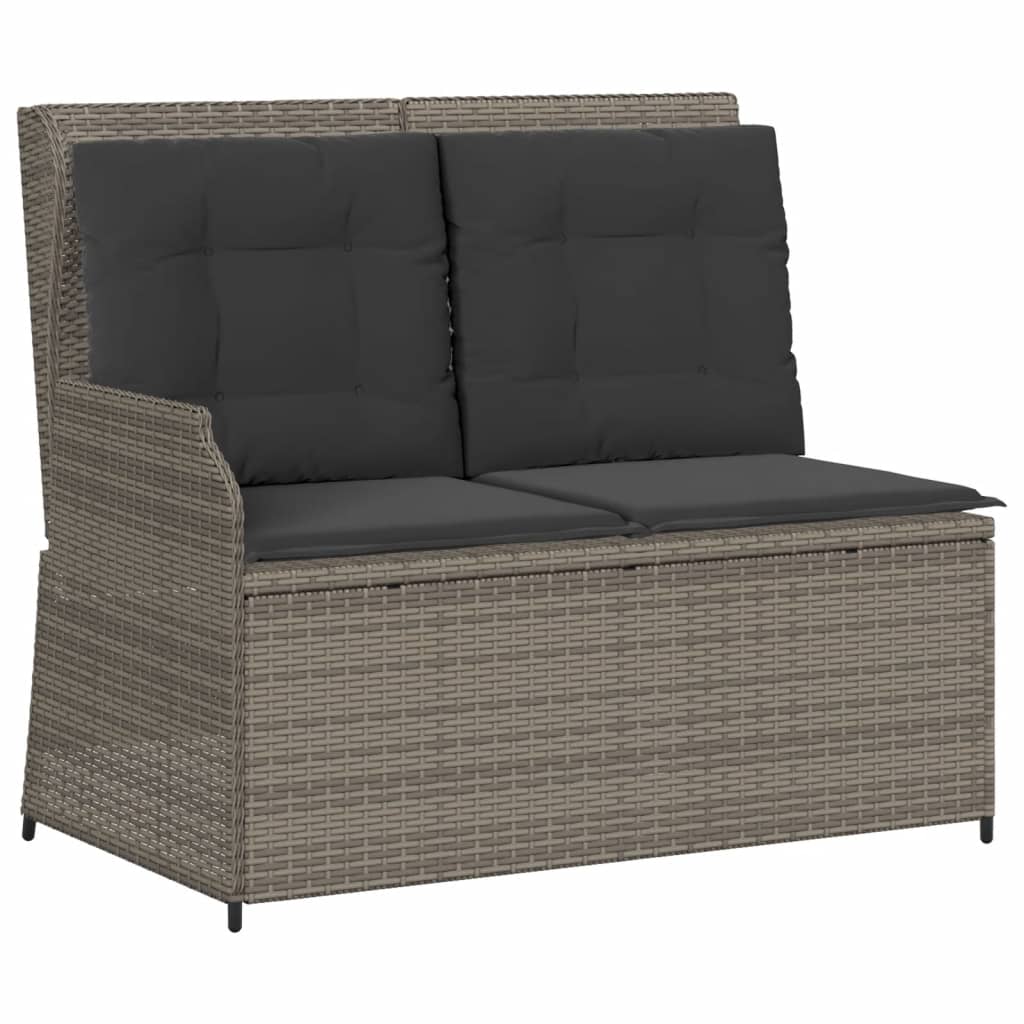 vidaXL 3-delige Loungeset met kussens poly rattan grijs afbeelding