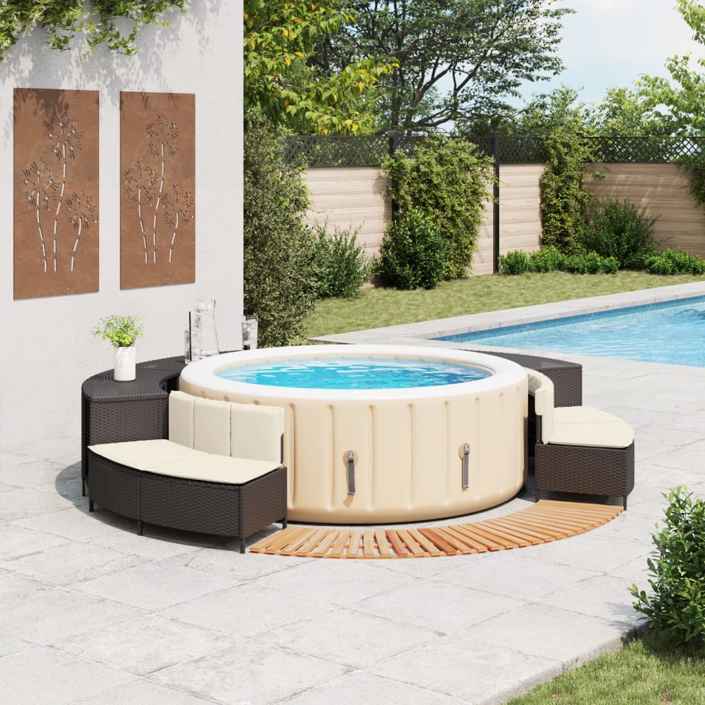 vidaXL spakant polyrattan og massivt akacietræ sort