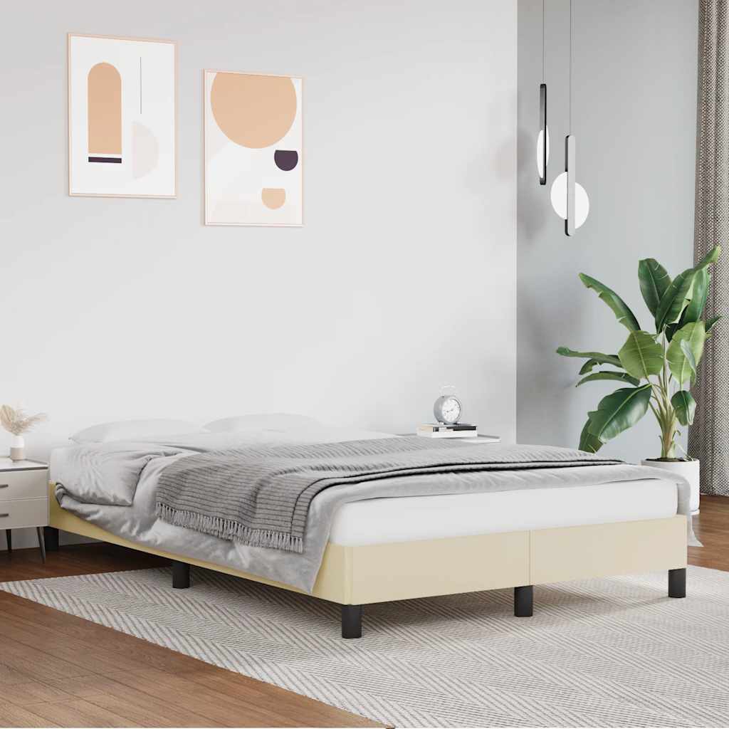 vidaXL Cadru de pat fără saltea cremă 120x190 cm piele artificială