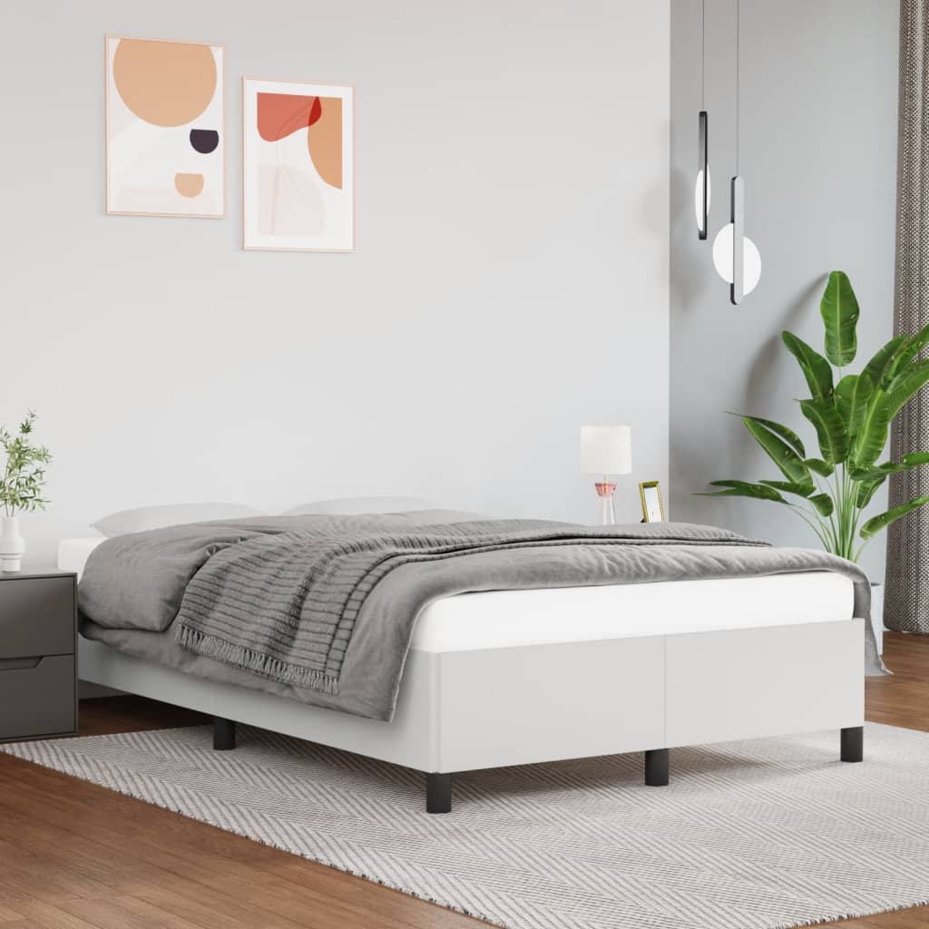 vidaXL sengeramme uden madras 120x190 cm kunstlæder enkeltseng hvid