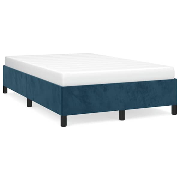 vidaXL voodiraam ilma madratsiga Tumesinine 120x190 cm samet