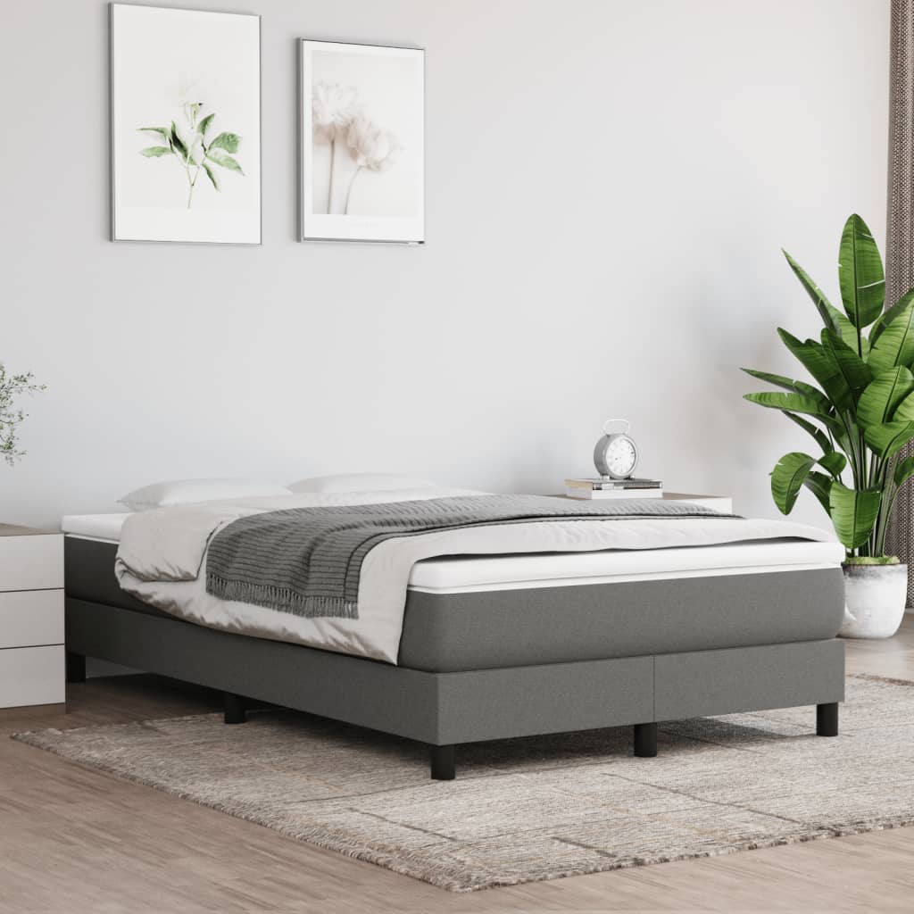 vidaXL Boxspring met matras stof donkergrijs 120x190 cm afbeelding