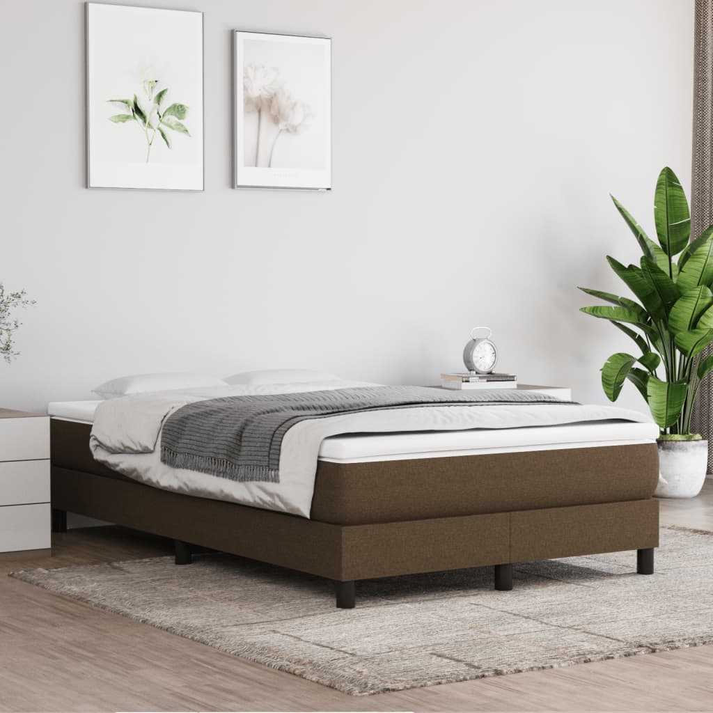 vidaXL Boxspring met matras stof donkerbruin 120x190 cm afbeelding