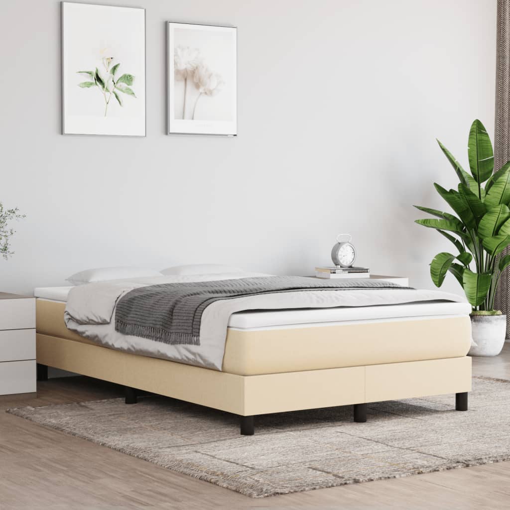 vidaXL Boxspring met matras stof crèmekleurig 120x190 cm afbeelding