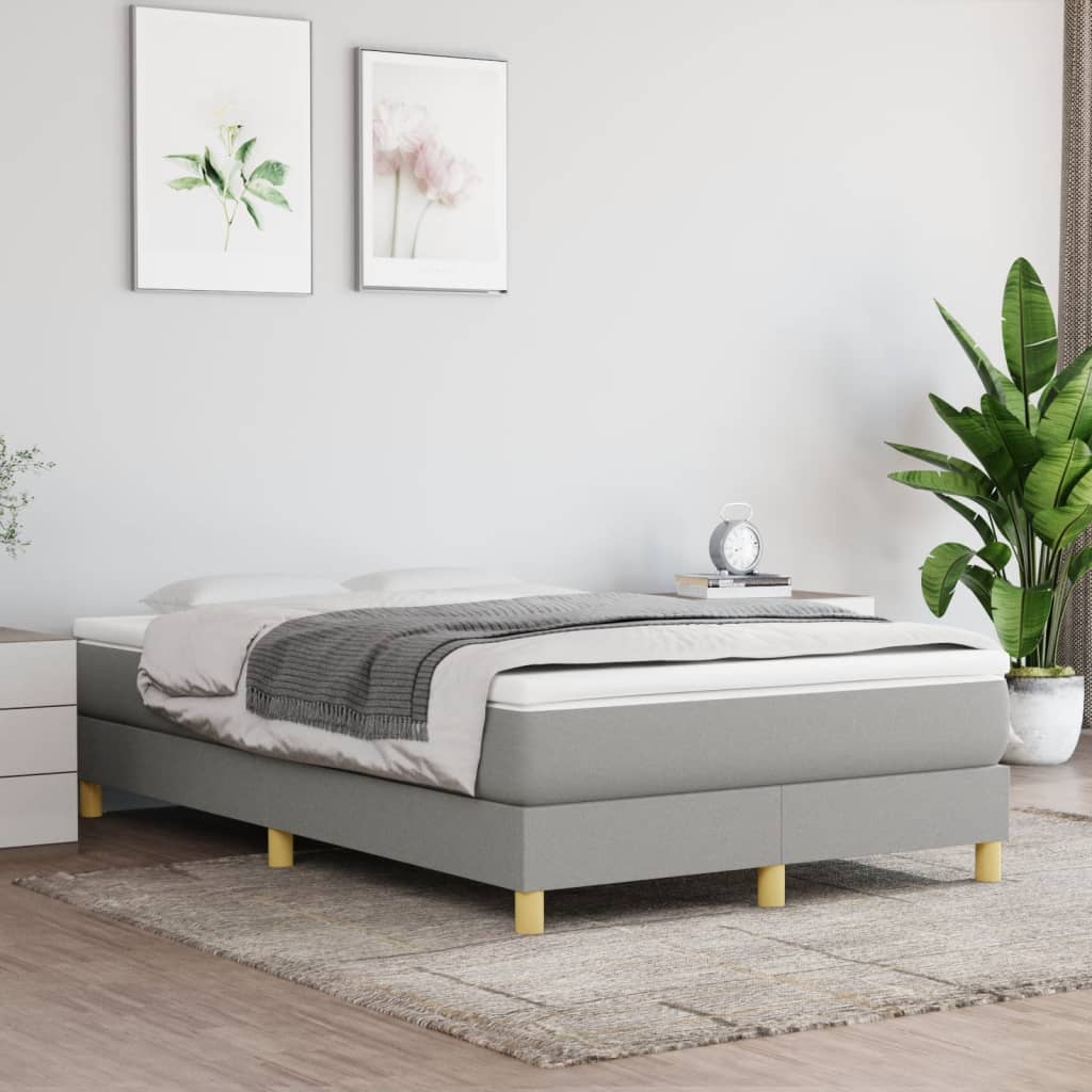 vidaXL Boxspring met matras stof lichtgrijs 120x190 cm afbeelding