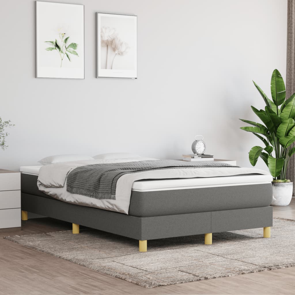 vidaXL Boxspring met matras stof donkergrijs 120x190 cm afbeelding