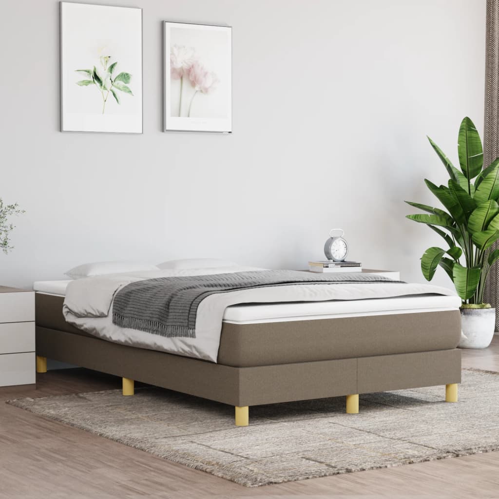 vidaXL Boxspring met matras stof taupe 120x190 cm afbeelding