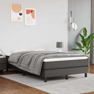 Box spring postel s matrací šedá 120x190 cm umělá kůže - obrázek 3