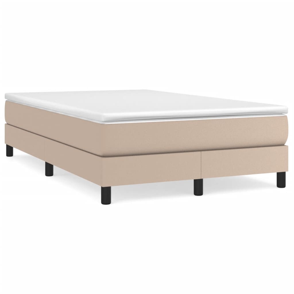 vidaXL Pat box spring cu saltea, cappuccino, 120x190cm piele ecologică