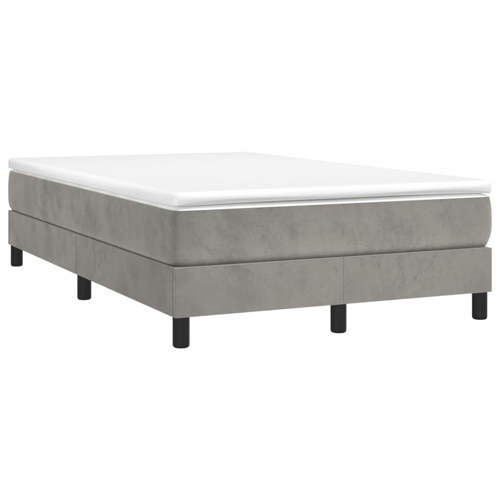 vidaXL Boxspring met matras fluweel lichtgrijs 120x190 cm grijs, foto 3