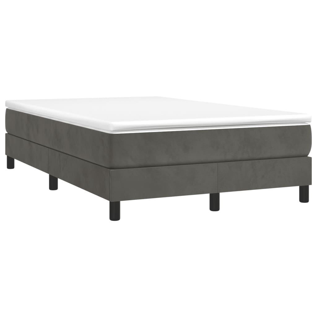 vidaXL Pat box spring cu saltea, gri închis, 120x190 cm, catifea